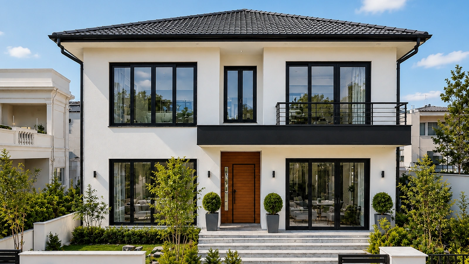 Modern iki katlı hafif çelik villa dış cephe modeli
