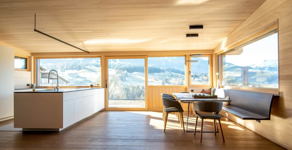 Prefabrik villa panoramik iç yaşam alanı