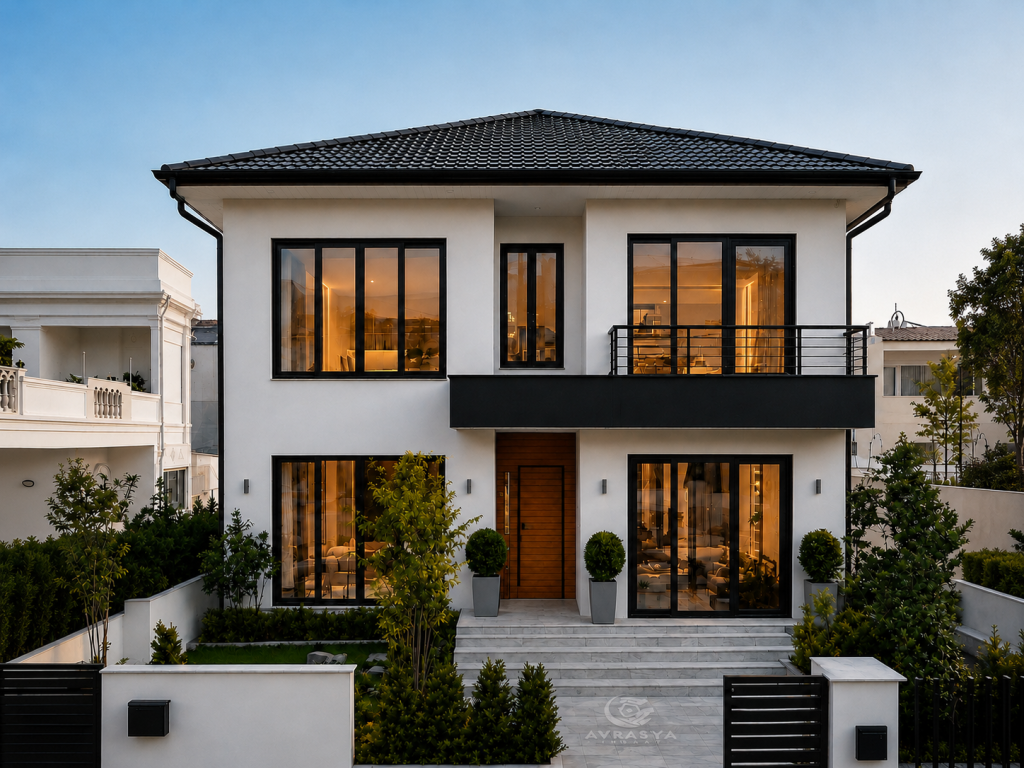 Modern dubleks prefabrik villa dış cephe modeli